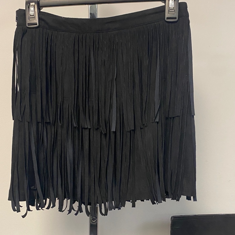 H&M Black Fringe Mini Skirt